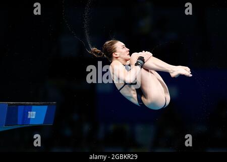 Tokyo, Japon. 4 août 2021. LOIS TOULSON (GBR) participe à la compétition préliminaire de plate-forme de 10 m féminin lors des Jeux Olympiques de Tokyo en 2020 au Centre aquatique de Tokyo. (Image de crédit: © Rodrigo Reyes Marin/ZUMA Press Wire) Banque D'Images
