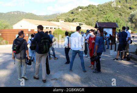 Palma Mallorca, Espagne. 04e août 2021. Atmosphère à Lluc à Palma de Majorque en attente de la visite de sa majesté, les rois d'Espagne crédit: CORDO PRESSE/Alamy Live News Banque D'Images