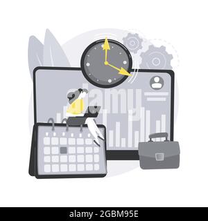 Illustration du vecteur de concept abstrait du système de suivi du temps et de la présence. Illustration de Vecteur