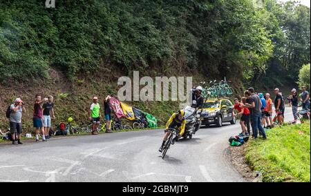 Espelette, France - juillet 28,2018 : le cycliste néerlandais Steven Kruijswijk de l'équipe LottoNL-Jumbo à l'occasion de l'individu contre la 20e étape de l'horloge Banque D'Images