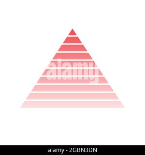 schéma de pyramide 10 dix étapes. graphique de niveau hiérarchique vectoriel, structure de diagramme rouge. illustration graphique triangulaire Illustration de Vecteur