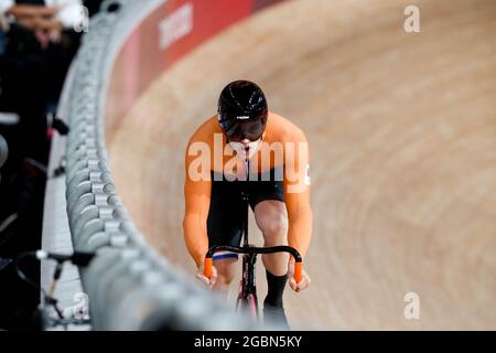 Shizuoka, Japon. 4 août 2021. Harrie Lavreysen (NED) Cyclisme : qualification de sprint masculin lors des Jeux Olympiques de Tokyo 2020 au Vélodrome d'Izu à Shizuoka, Japon . Credit: Shuraro Mochizuki/AFLO/Alamy Live News Banque D'Images