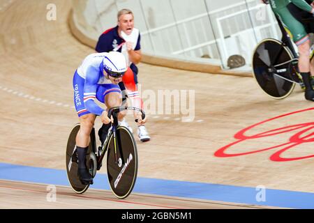 Shizuoka, Japon. 4 août 2021. Rayan Helal (FRA) Cyclisme : qualification de sprint masculin lors des Jeux Olympiques de Tokyo 2020 au Vélodrome d'Izu à Shizuoka, Japon . Credit: Shuraro Mochizuki/AFLO/Alamy Live News Banque D'Images