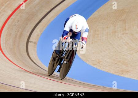 Shizuoka, Japon. 4 août 2021. Jack Carlin (GBR) Cyclisme : qualification de sprint masculin lors des Jeux Olympiques de Tokyo 2020 au Vélodrome d'Izu à Shizuoka, Japon . Credit: Shuraro Mochizuki/AFLO/Alamy Live News Banque D'Images