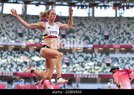 TOKYO, JAPON - AOÛT 5 : Noor Vidts de Belgique en compétition sur l'Heptathlon féminin lors des Jeux Olympiques de Tokyo 2020 au stade olympique le 5 août 2021 à Tokyo, Japon (photo d'Andy Astfalck/Orange Pictures) Banque D'Images