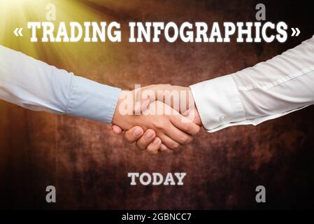 Écriture de texte Trading Infographics. Concept Internet représentation visuelle des informations ou données commerciales deux professionnels bien habillés entreprise Banque D'Images