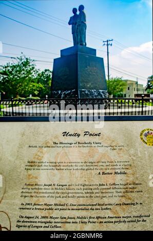 Une plaque raconte l'histoire de Unity point, le 1er août 2021, à Mobile, Alabama. Banque D'Images