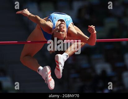 Tokyo, Japon. 5 août 2021. Elena Vallortigara, d'Italie, participe à la qualification de saut féminin aux Jeux Olympiques de Tokyo en 2020, à Tokyo, au Japon, le 5 août 2021. Crédit : Li Ming/Xinhua/Alay Live News Banque D'Images