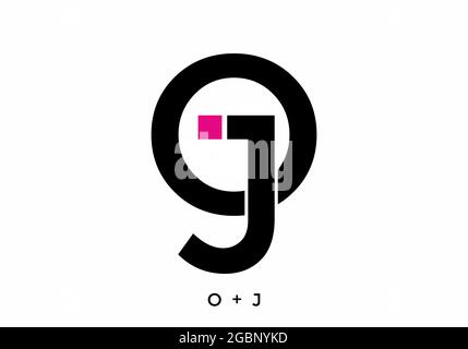 Couleur noire et rose du dessin de la lettre initiale du JO Illustration de Vecteur