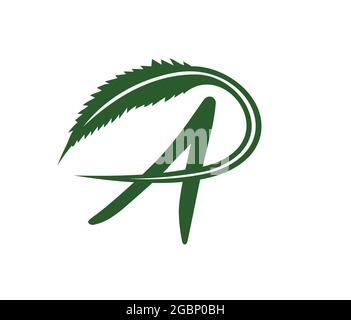 Illustration vectorielle de la médecine feuille de cannabis lettre initiale A Illustration de Vecteur