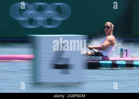 Tokio, Japon. 05 août 2021. Canoë : Jeux Olympiques, kayak simple, 500m, femmes, finale B dans la voie navigable de la forêt marine. Sabrina Hering-Pradler d'Allemagne en action. Credit: Jan Woitas/dpa/Alay Live News Banque D'Images