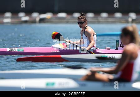Tokio, Japon. 05 août 2021. Canoë : Jeux Olympiques, kayak simple, 500m, femmes, finale C sur la voie navigable Sea Forest. Jule Hake d'Allemagne. Credit: Jan Woitas/dpa/Alay Live News Banque D'Images