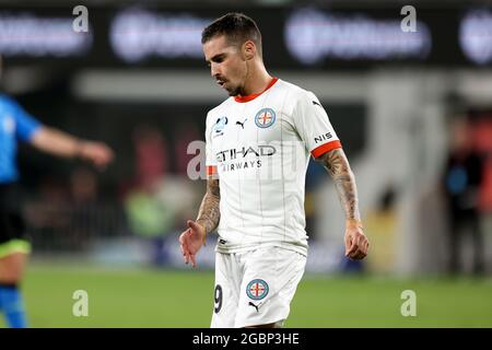 SYDNEY, AUSTRALIE - 02 MARS : Jamie Maclaren, de Melbourne City, a été déçu de manquer une chance lors du match de football Hyundai A-League entre le Western Sydney Wanderers FC et le Melbourne City FC le 02 mars 2021 au Bankwest Stadium de Sydney, en Australie. (Photo par Speed Media/Icon Sportswire)Credit: Pete Dovgan/Speed Media/Alamy Live News Banque D'Images
