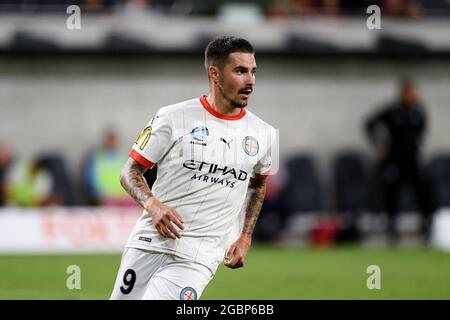 SYDNEY, AUSTRALIE - 02 MARS : Jamie Maclaren, de Melbourne City, regarde pendant le match de football Hyundai A-League entre le Western Sydney Wanderers FC et le Melbourne City FC le 02 mars 2021 au Bankwest Stadium de Sydney, en Australie. Crédit : Steven Markham/Speed Media/Alay Live News Banque D'Images
