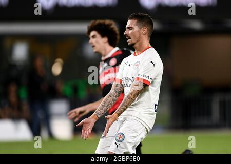 SYDNEY, AUSTRALIE - 02 MARS : Jamie Maclaren, de Melbourne City, tient ses mains lors du match de football Hyundai A-League entre le Western Sydney Wanderers FC et le Melbourne City FC le 02 mars 2021 au Bankwest Stadium de Sydney, en Australie. Crédit : Steven Markham/Speed Media/Alay Live News Banque D'Images