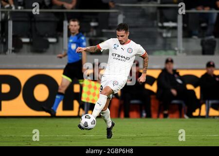 SYDNEY, AUSTRALIE - 02 MARS : Jamie Maclaren, de Melbourne City, contrôle le ballon lors du match de football Hyundai A-League entre le Western Sydney Wanderers FC et le Melbourne City FC le 02 mars 2021 au Bankwest Stadium de Sydney, en Australie. Crédit : Steven Markham/Speed Media/Alay Live News Banque D'Images