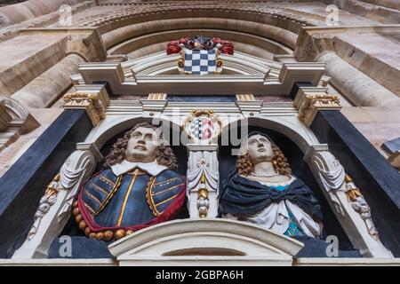 Angleterre, Hampshire, Romsey, Abbaye de Romsey, le monument élisabéthain de la famille St.Barbe Banque D'Images