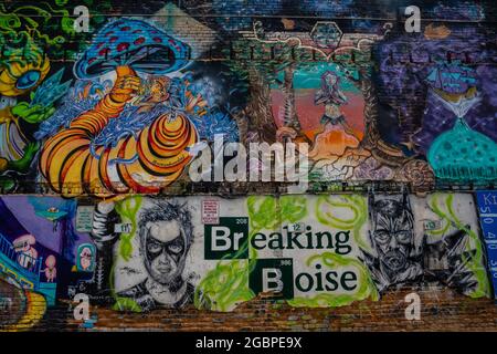 Boise, ID, Etats-Unis - 25 juillet 2021 : la galerie Freak Alley Banque D'Images