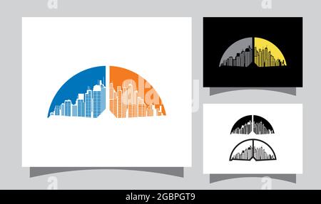 Illustration vectorielle de la ligne d'horizon City Silhouette en demi-cercle Illustration de Vecteur