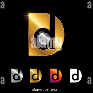 Un ensemble d'illustrations vectorielles de Monogramme d'or lettre initiale DD Illustration de Vecteur