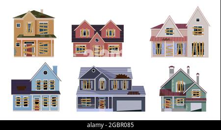 Vieux dessin animé de maison abandonné Illustration de Vecteur