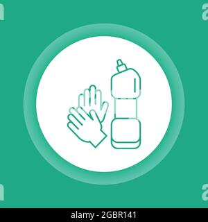 Icône du bouton de couleur des gants et du détergent. Service de nettoyage. Pictogramme pour page Web, application mobile, Promo. Illustration de Vecteur