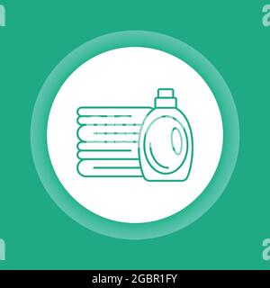 Icône de glyphe de bouton de couleur de serviettes et de détergent. Buanderie. Service de nettoyage. Pictogramme pour page Web, application mobile, Promo. Illustration de Vecteur