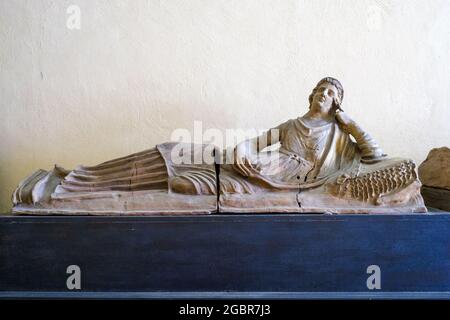 Sarcophage étrusque - Musée archéologique national de Tarquinia, Italie Banque D'Images