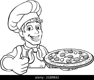 Pizza Chef Cartoon Illustration de Vecteur