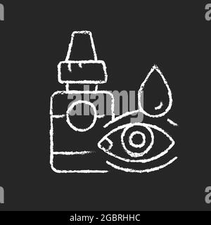 Les gouttes oculaires craie icône blanche sur fond sombre Illustration de Vecteur