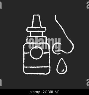 Spray nasal craie icône blanche sur fond sombre Illustration de Vecteur