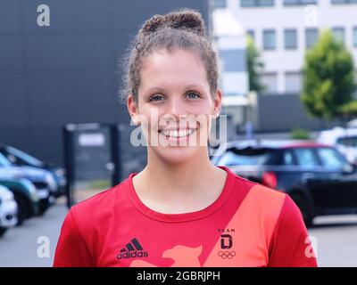 La nageuse allemande Isabel Gose SC Magdeburg à l'adieu aux Jeux Olympiques de Tokyo en 2021 Banque D'Images