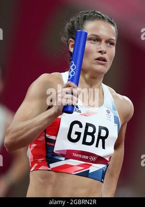 Zoey Clark en Grande-Bretagne dans le relais chaud 4 x 400 m féminin au stade olympique le treizième jour des Jeux Olympiques de Tokyo 2020 au Japon. Date de la photo: Jeudi 5 août 2021. Banque D'Images