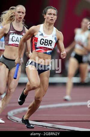 Zoey Clark en Grande-Bretagne dans le relais chaud 4 x 400 m féminin au stade olympique le treizième jour des Jeux Olympiques de Tokyo 2020 au Japon. Date de la photo: Jeudi 5 août 2021. Banque D'Images