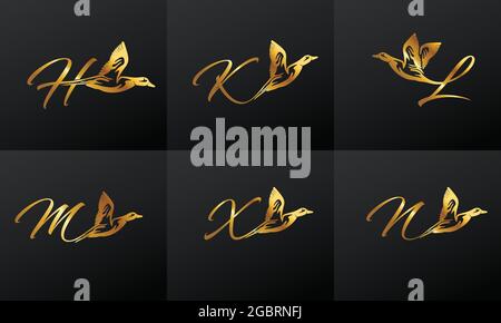 Un vecteur Illustration ensemble de Golden Duck Monogram lettres signe Illustration de Vecteur