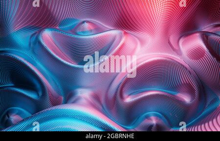 Cadre métallique abstrait rouge et bleu brillant arrière-plan. Rendu 3D Banque D'Images