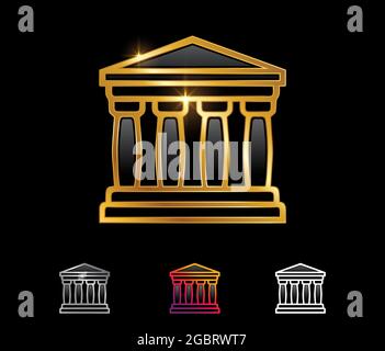 Ensemble d'illustrations vectorielles de Golden Greek Temple Vector Sign Illustration de Vecteur