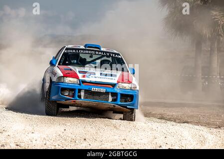 Mandria, Paphos District, Chypre - 11 novembre 2018: Mitsubishi lancer Evo III ​at Paphos Auto Rally Sprint Banque D'Images