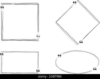 ensemble de formes tracées à la main avec des guillemets pour les guillemets ou les messages, illustration vectorielle Illustration de Vecteur