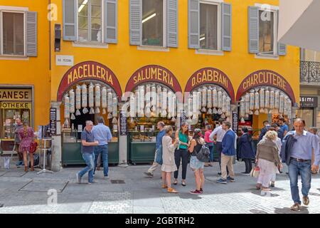 Lugano, Suisse - 14 juin 2019 : célèbre boutique Gabbani à la rue via Pessina à Lugano, Suisse. Banque D'Images