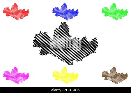 Carte de la province de Monza et Brianza (Italie, République italienne, Lombardie) illustration vectorielle, esquisse griffée carte de la province de Monza et Brianza Illustration de Vecteur