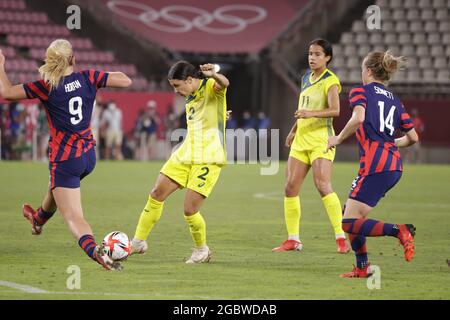 Tokyo, Japon. 05 août 2021. Sam KERR (AUS) lors des Jeux Olympiques Tokyo 2020, match de médaille de bronze des femmes de football entre l'Australie et les États-Unis le 5 août 2021 au stade Ibaraki Kashima à Kashima, Japon - photo Kishimoto/DPPI crédit: Agence photo indépendante/Alamy Live News Banque D'Images