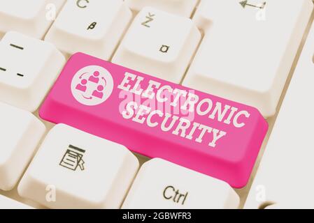 Sécurité électronique du texte d'écriture manuscrite. Approche commerciale équipement électronique qui effectue des opérations de sécurité offrant des leçons et des conseils de saisie rapide Banque D'Images