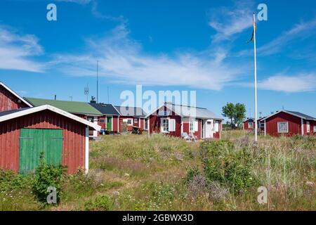 Sandskar Island et petite colonie de pêche dans l'archipel de Haparanda Banque D'Images