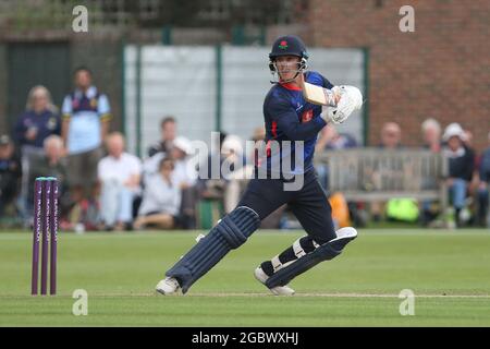 NEWCASTLE UPON TYNE, ROYAUME-UNI. 5 AOÛT Rob Jones de Lancashire chauves-souris lors du match de la coupe d'une journée du Royal London entre le Durham County Cricket Club et le Lancashire à Roseworth Terrace, Newcastle upon Tyne, le jeudi 5 août 2021. (Crédit : will Matthews | MI News) Banque D'Images