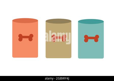 Nourriture dans une canine pour un chien ou un chat. Aliments vitaminés pour animaux de compagnie. Concept de boutique. Illustration de Vecteur