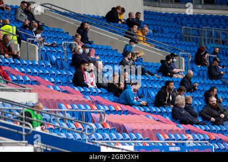 Cardiff, Royaume-Uni. 05 août 2021. Fans présents. The New Saints v FC Viktoria Plzeň lors de la troisième manche de qualification de l'UEFA Europa Conference League au Cardiff City Stdaium le 5 août 2021. Crédit : Lewis Mitchell/Alay Live News Banque D'Images