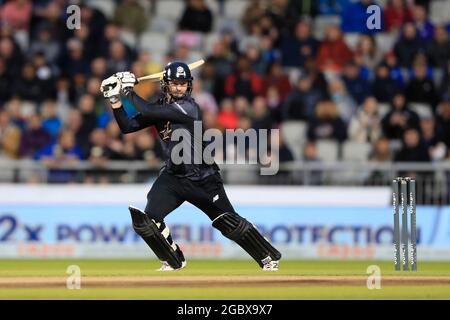 Manchester, Royaume-Uni. 05 août 2021. Colin Munro batting pour les originaux de Manchester à Manchester, Royaume-Uni le 8/5/2021. (Photo de Conor Molloy/News Images/Sipa USA) crédit: SIPA USA/Alay Live News Banque D'Images