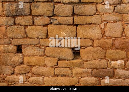 Détails de maçonnerie du travail des anciens Puebloans dans l'unité Horseshoe du Hovenweep National Monument, Utah, États-Unis Banque D'Images