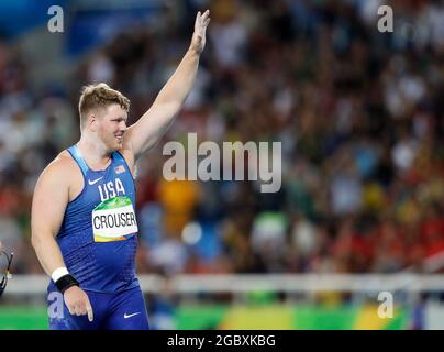 Ryan Crouser, de l'équipe américaine, remporte la médaille d'or aux Jeux Olympiques d'été de Rio 2016, athlétisme mondial Banque D'Images